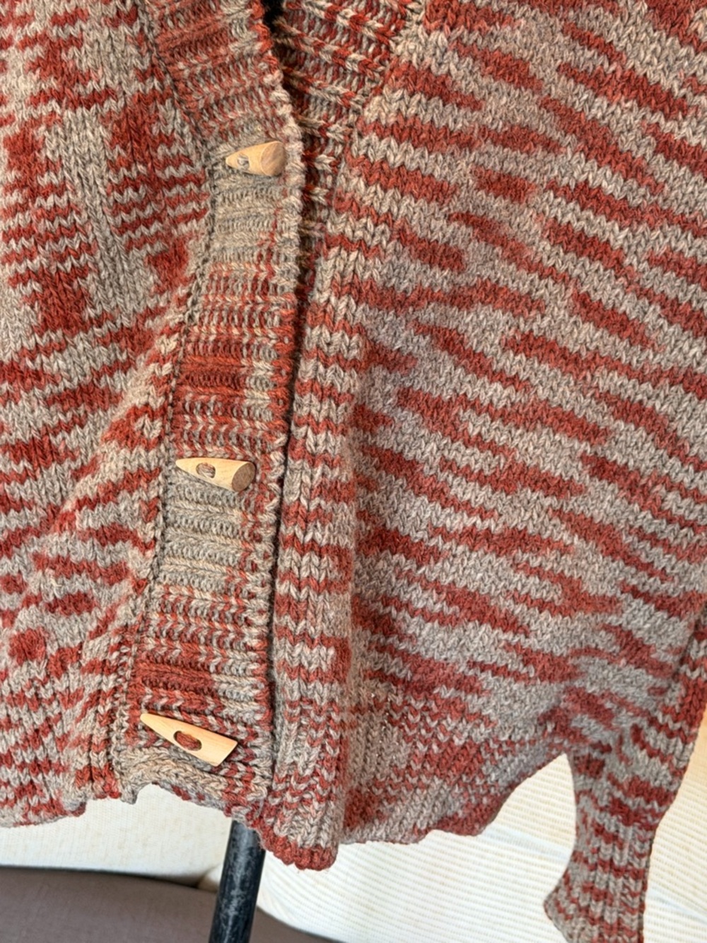 Rosa Pomar 100% Portuguese Wool Natural Horn Buttons Cardigan Casaco 02 Sz M - Picture 6 of 12